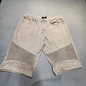 M-X Shorts Mens 38 W Gray Moto Biker Style Cotton Ribbed Panel Casual Streetwear